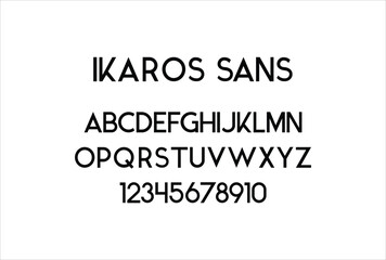 Ikaros Sans font for logo and headline. Isolated vector typeset