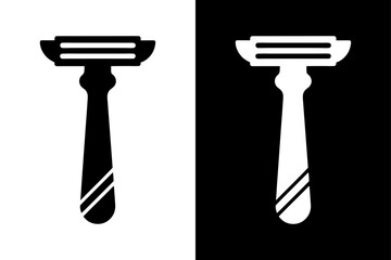 Traditional Straight Edge Razor Icon Black and White Silhouette Vector for Barber Shops.