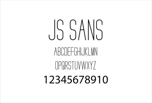 JS SANS font for logo and headline. Isolated vector typeset
