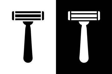 Black and White Razor Silhouette Perfect for Grooming & Barber Designs.