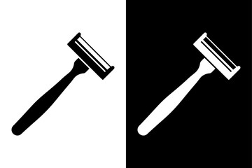 Black and White Razor Silhouette Perfect for Grooming & Barber Designs.