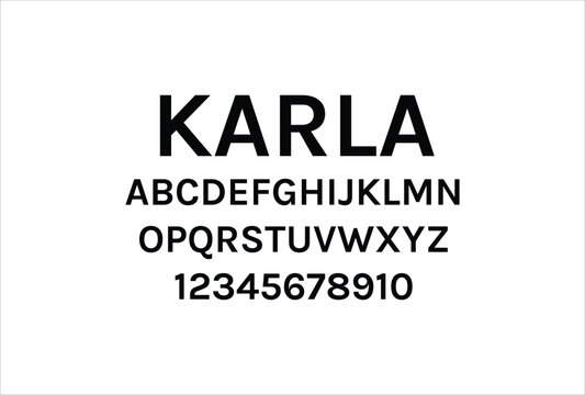 Karla font for logo and headline. Isolated vector typeset