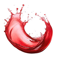 A wave of red wine with a splash, cut out and with a clipping path. A color experience of red.