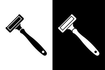 Black and White Razor Silhouette Perfect for Grooming & Barber Designs.
