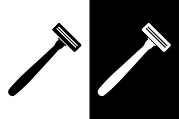 Simple Razor Icon High-Quality Black and White Silhouette Vector.