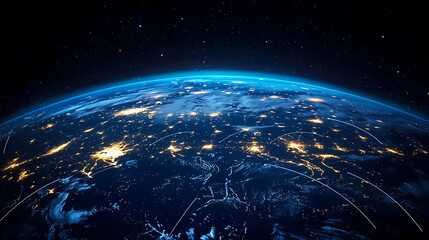 Fototapeta premium Earth’s Night Beauty with Glowing City Lights