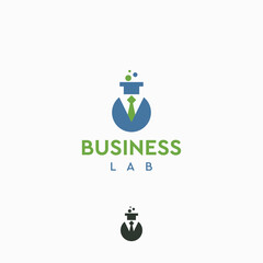 BUSINESS laboratory test tube suit businessman project startup vector logo