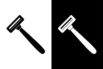 Simple Razor Icon High-Quality Black and White Silhouette Vector.