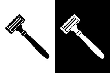 Simple Razor Icon High-Quality Black and White Silhouette Vector.