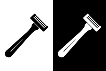 Razor Silhouette Vector Icon Black and White Background.