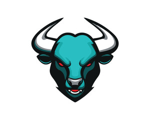 bull head mascot logo with white background