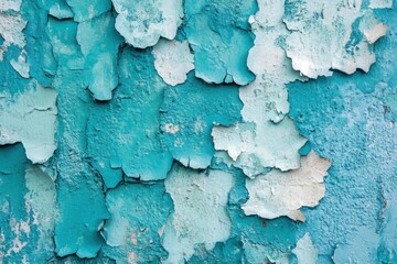 Obraz premium Peeling turquoise paint on textured wall.