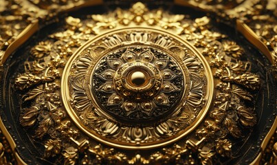 Intricate golden ornament design with bold textures, glowing highlights, and a luxurious aesthetic perfect for premium themes .