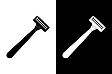 Razor Silhouette Vector Icon Black and White Background.