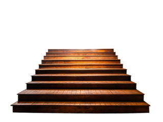 Ascending wooden stairs: A set of well-crafted wooden stairs rises, suggesting a path of growth and advancement, against a clean backdrop.
