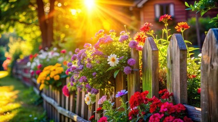 Blooming Backyard Fence: Spring Flowers & Bokeh Photography