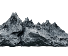 Rugged Rock Formation: A textured cluster of sharp, jagged rock formations rises dramatically against an infinite background, offering a captivating study of geological magnificence and raw beauty.
