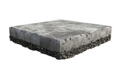 Fototapeta premium Section of Concrete Pavement: A detailed cross-section of concrete pavement reveals its layered construction, highlighting the different materials used in road and infrastructure design. 
