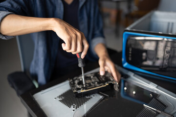 IT Engineer installing Hardware Equipment Development Facility Engineer  Maintenance computer Motherboard Electronic repair shop technology business