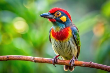 Obraz premium Coppersmith Barbet Bird Photography: Crimson Head, Metronomic Call, Wildlife