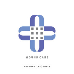 Wound care symbol emblem logo with cross