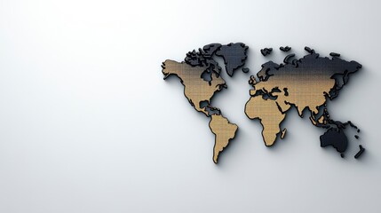 Abstract Gold And Black Pixelated World Map on White