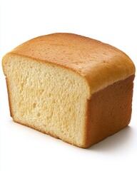 Freshly Baked Loaf of Golden Brown Bread Displaying Soft Interior and Crust on White Background Studio Shot