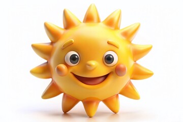 Happy Animated Sun Character Sparkling Background Stock Photo