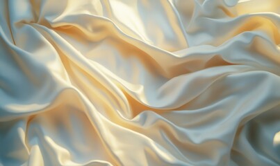 Obraz premium Luxurious ivory satin fabric with soft folds and delicate shadows, illuminated by diffused light highlighting its smooth and elegant texture