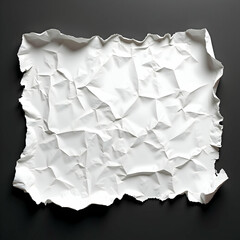 Torn Paper Texture with Crumpled White Sheet and Wrinkled Edges in a Square Composition Featuring High Contrast Abstract Design and Detailed Macro Photography with Shadows and Highlights



