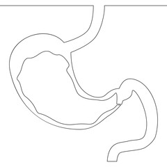 Continuous one single line drawing Visual Expression of the Stomach's Digestive Energy icon vector illustration concept