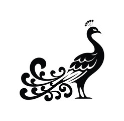 Fototapeta premium Elegant Peacock Silhouette Vector for Laser Cutting and Wall Art