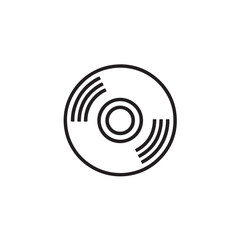 Vinyl Record Icon, Minimalist Black And White Music Disc Logo