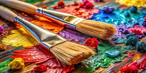 Fototapeta premium Colorful Paintbrushes PNG, Vibrant Art Supplies, Artistic Background, Paintbrush Palette