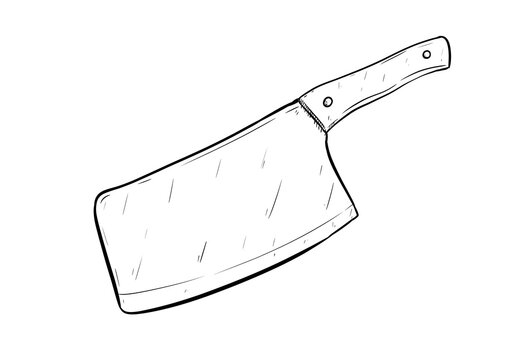 butcher knife digital illustration isolated black and white