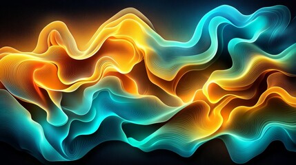 Obraz premium Teal And Yellow Gradient Circles Abstract Background