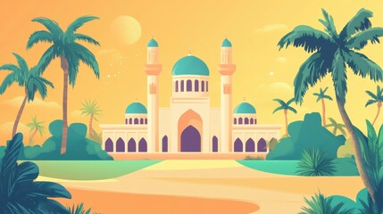 Ancient mosque dome architecture against a desert sunset sky
