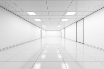 Empty white office corridor background
