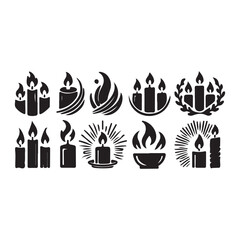 Candle icon set. Flat icons Christmas candles isolated on white background.