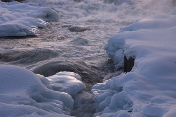 Waterfall Storforsen in the north of Sweden  in March