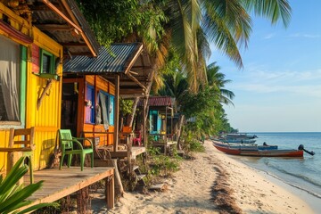 Palolem beach, situated in South Goa, India, boasts stylish wooden bungalows