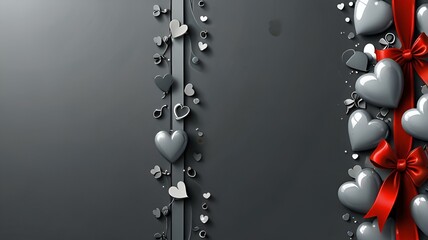 Fototapeta premium Silver metal frame with stars and floral ornament, decorated with bow and ribbon, perfect for Christmas or holiday greeting cards, invitations, or celebration designs 