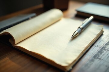 Subtle textured paper, refined pen, unassuming holder , stationery, office, minimal