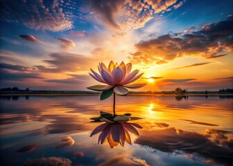 Drone Photography Silhouette Lotus Flower Sunrise Sunset Lake Pond Peaceful Nature