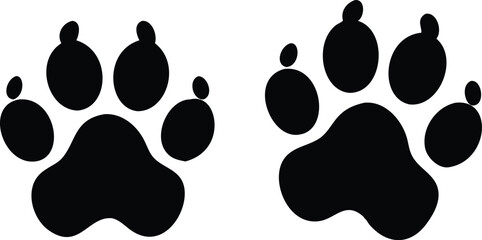 Dog paw print set. Paw icon. Vector illustration.