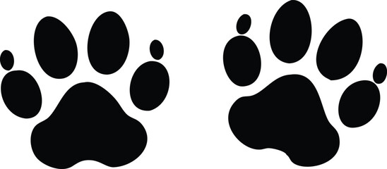 Dog paw print set. Paw icon. Vector illustration.