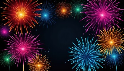 Fototapeta premium Celebratory fireworks display night sky digital art colorful environment aerial view festive atmosphere