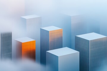 Obraz premium Evolving Cityscape: Generative Architecture Symbolized by Shifting Skyscrapers