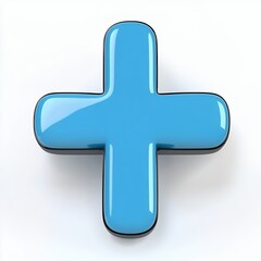 Obraz premium Glossy Light Blue Plus Symbol 3D Render