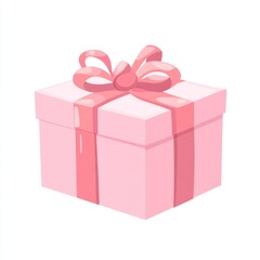 Obraz premium Cute Pink Gift Box with Ribbon for Celebrations and Events